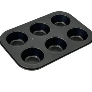 Tava Briose 6 Forme – 26×18×3 cm, Metal Antiaderent, Ideala pentru Muffins, Briose sau Oua Coapte