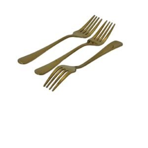 Set 3 Furculite Aurii din Inox – 18,4 cm, Design Modern, Ideal pentru Servire Eleganta sau Decor Tematic