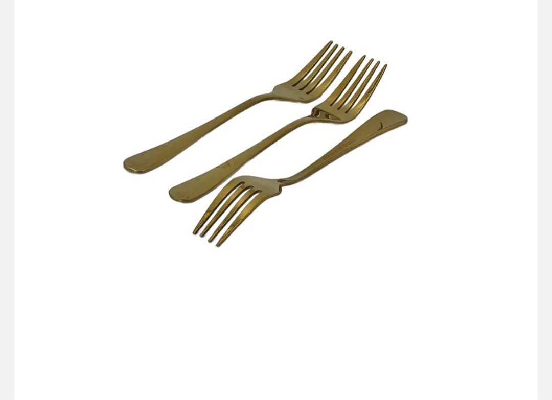 Set 3 Furculite Aurii din Inox – 18,4 cm, Design Modern, Ideal pentru Servire Eleganta sau Decor Tematic