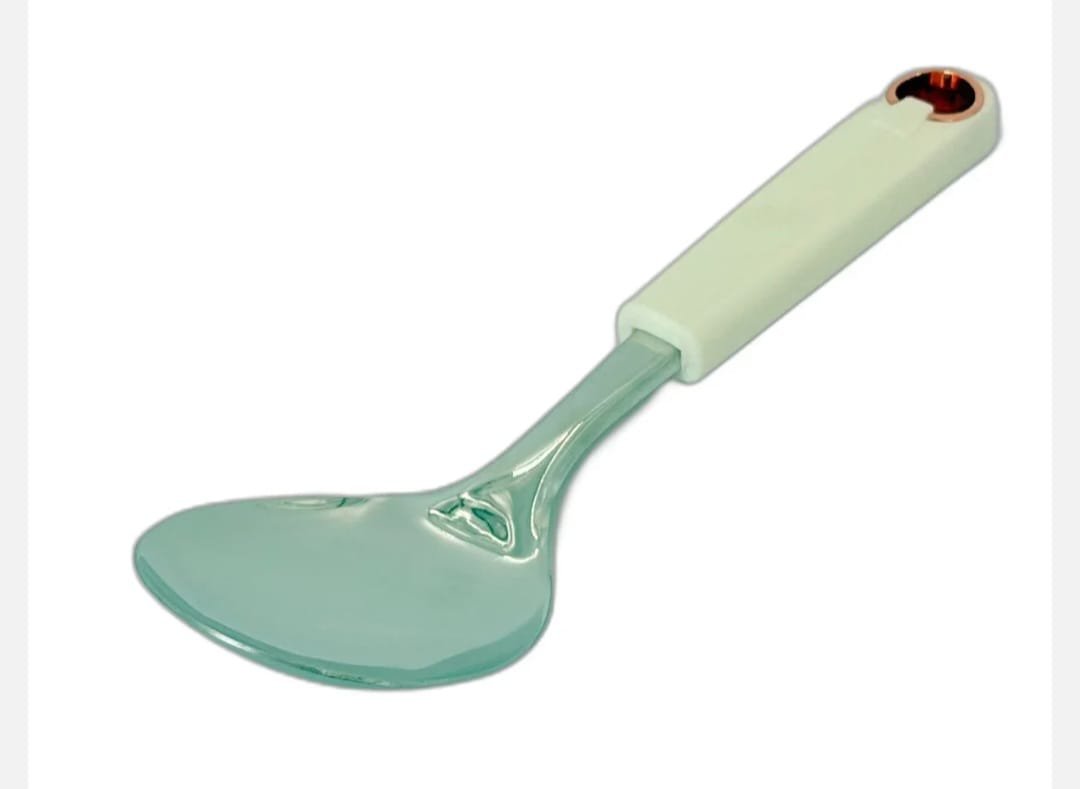 Lingură Adâncă din Inox pentru Bucătărie – Mâner Ergonomic Alb, Rezistentă și Practică