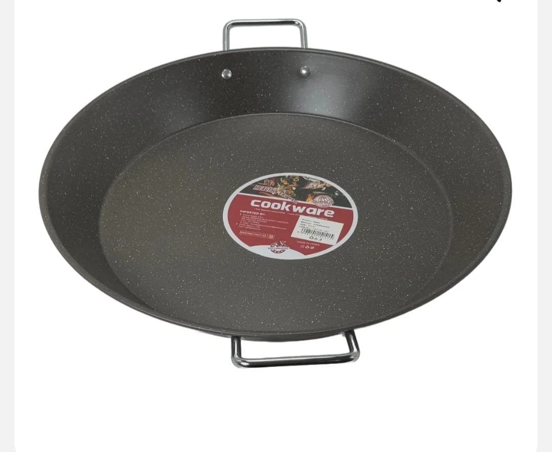 Tigaie Tip Paellera 34 cm – Aluminiu Antiaderent, 2 Manere Metalice, Ideala pentru Gatit Traditional Spaniol